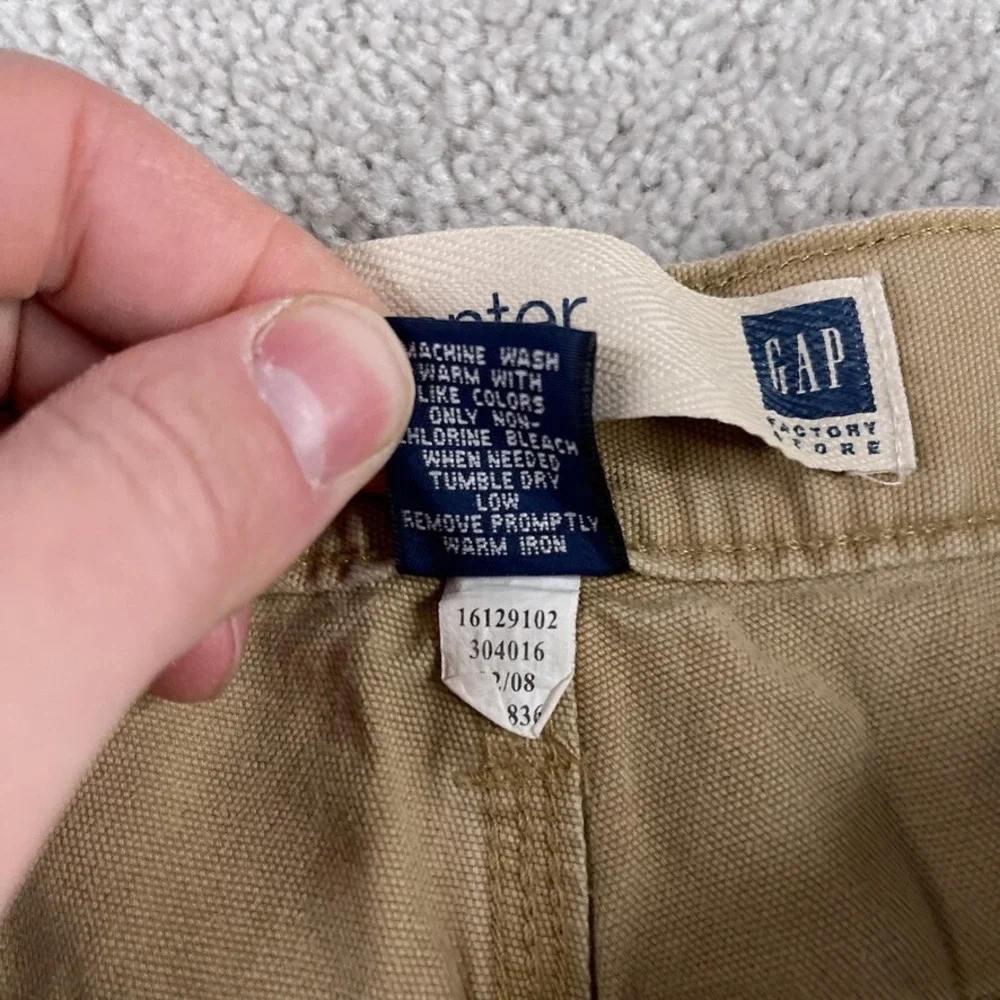 VINTAGE Gap Pants Mens 38x32 Brown Canvas Carpenter Baggy Skater Work Industrial